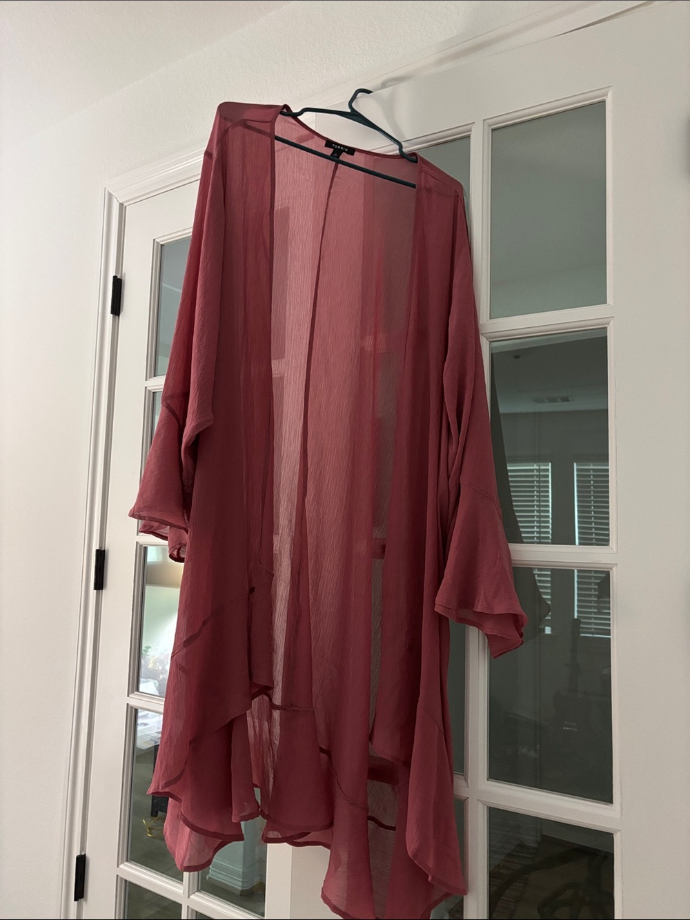 torrid Sheer Open-Front Kimono in Dusty Rose